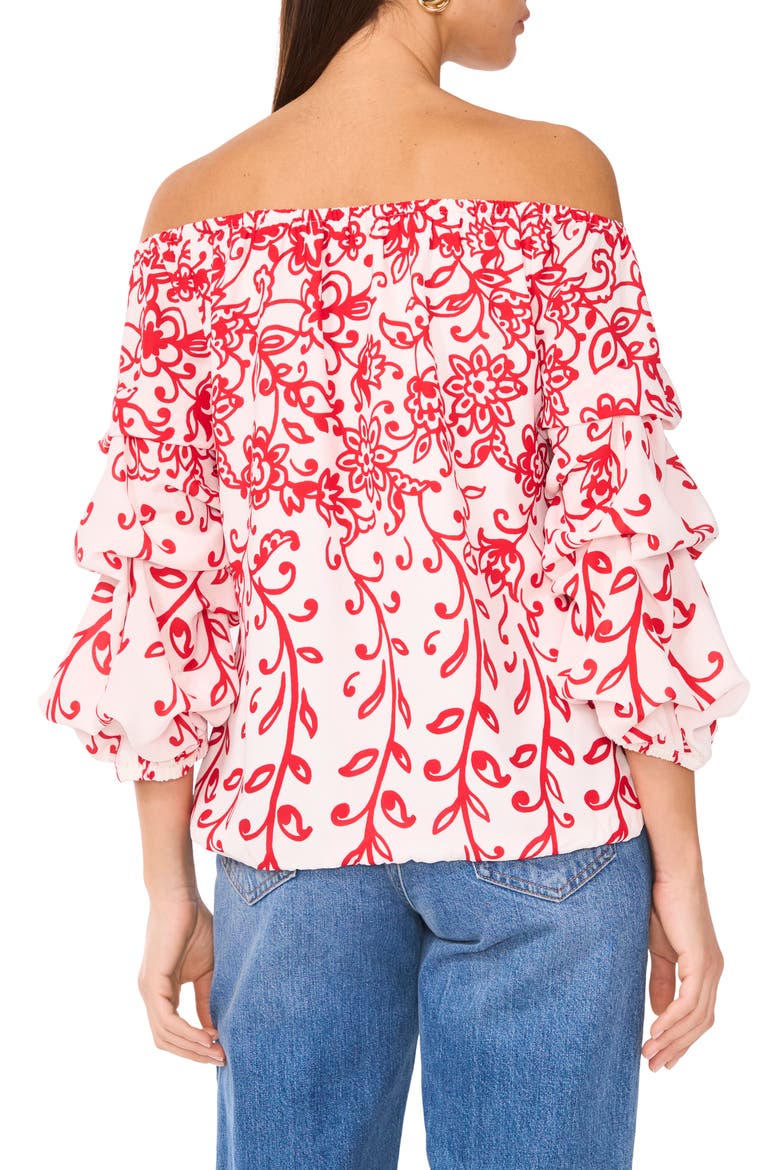Off the Shoulder Balloon Sleeve Top, Alternate, color, ULTRA RED