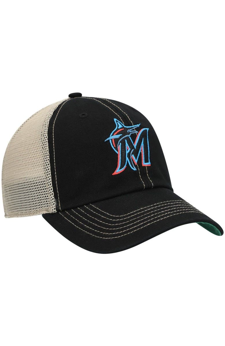 '47 Men's '47 Black Miami Marlins Trawler Clean Up Trucker Snapback Hat, Alternate, color, Black