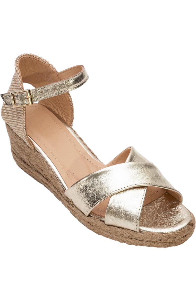 Forever & Always Shoes Miria Leather Platform Espadrille, Main, color, Gold Leather