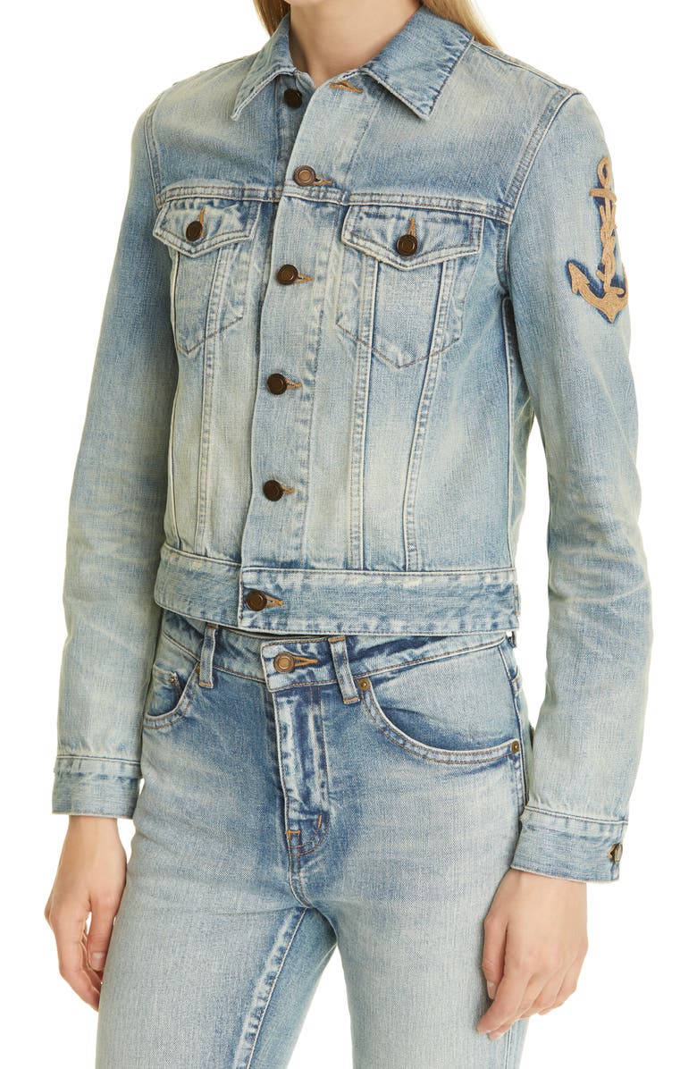 Saint Laurent Boyfriend Denim Jacket, Alternate, color, 
