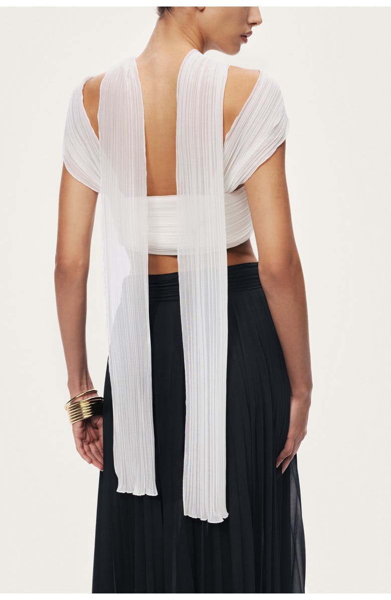 Nocturne Pleated Chiffon Wide-Leg Pants, Alternate, color, Black