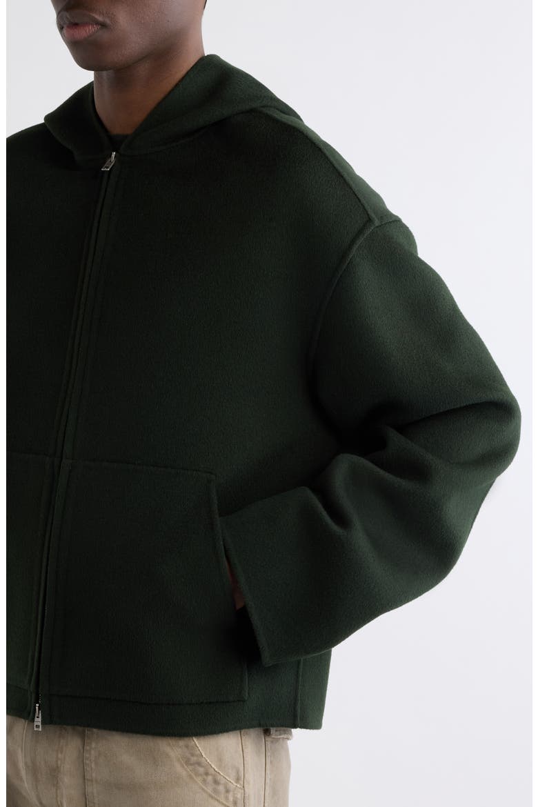 Doveria Wool & Cashmere Zip Hoodie, Alternate, color, DARK GREEN