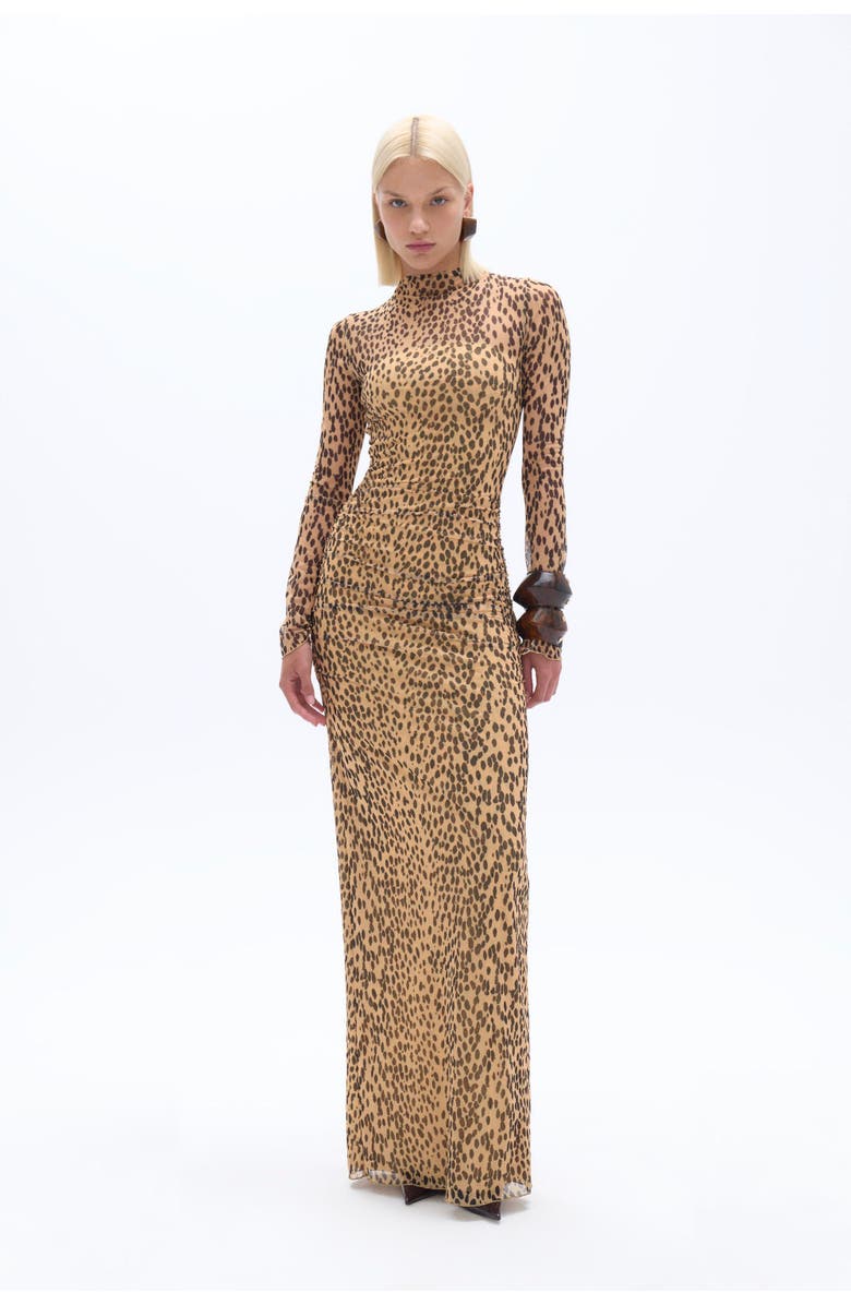 Nocturne Leopard Print Long Sleeve Dress, Main, color,