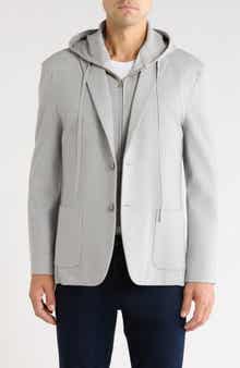 Solid Stretch Hoodie Blazer