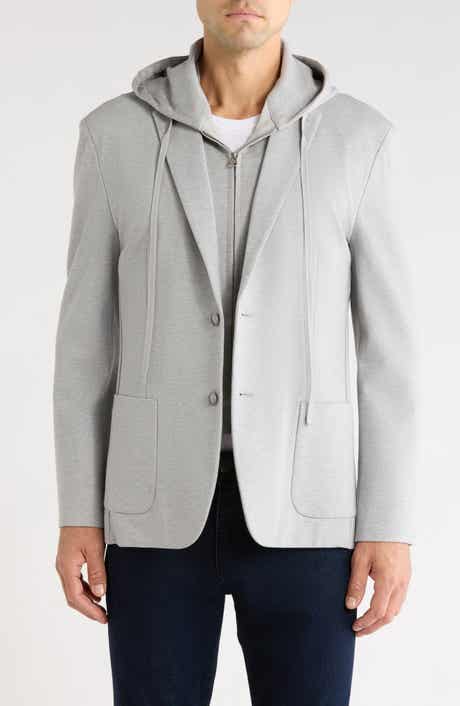 Solid Stretch Hoodie Blazer