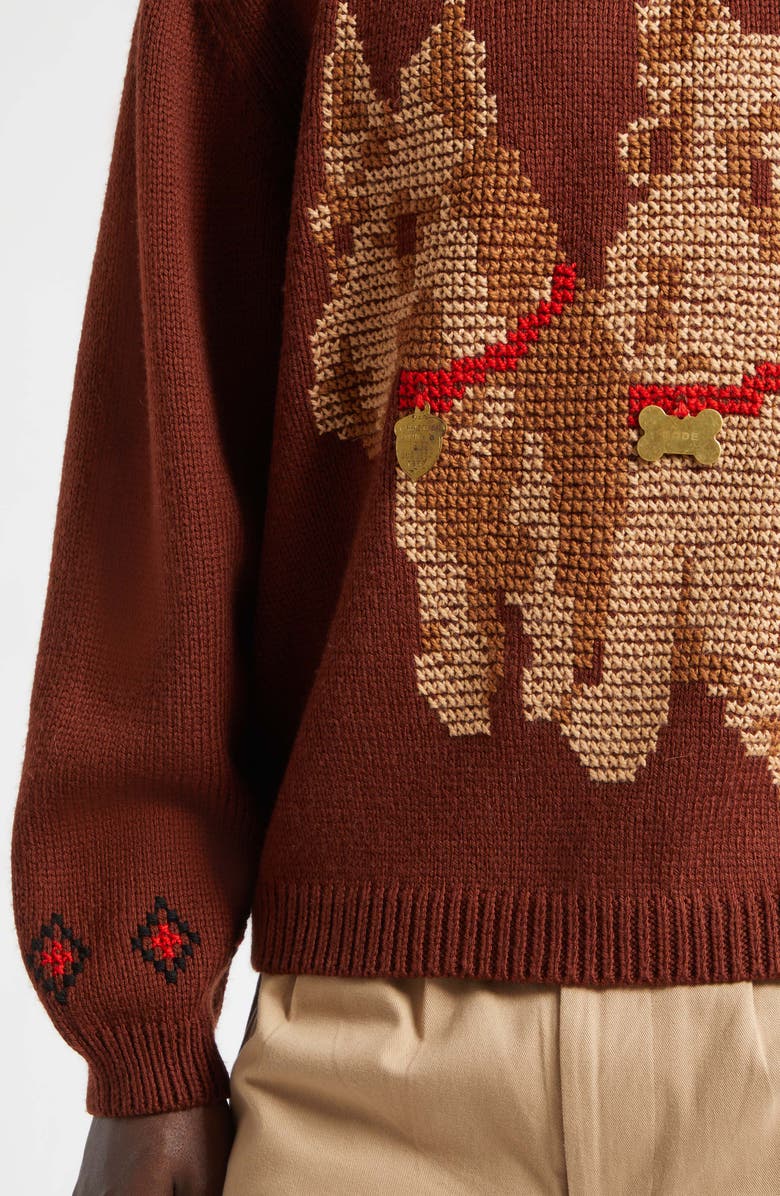 Bode Scottie Wool Sweater, Alternate, color, Brown