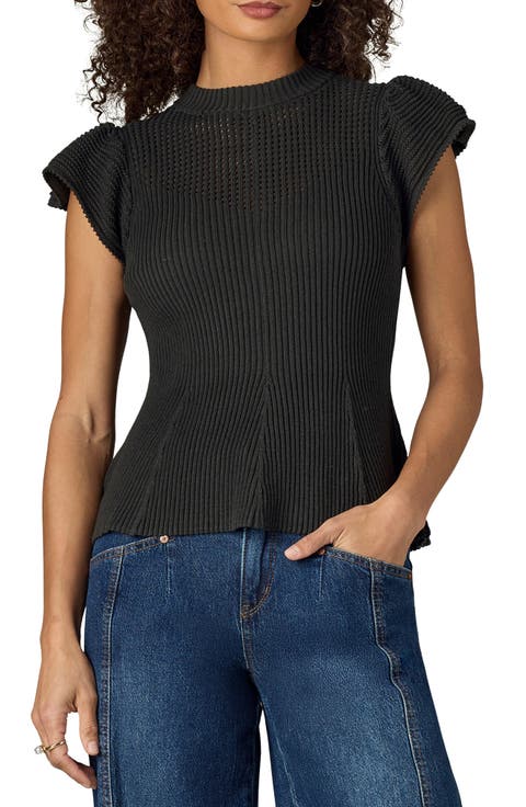 Flutter Sleeve Rib Top