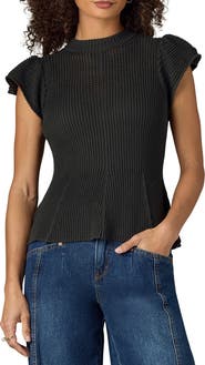 Wit & Wisdom Flutter Sleeve Rib Top
