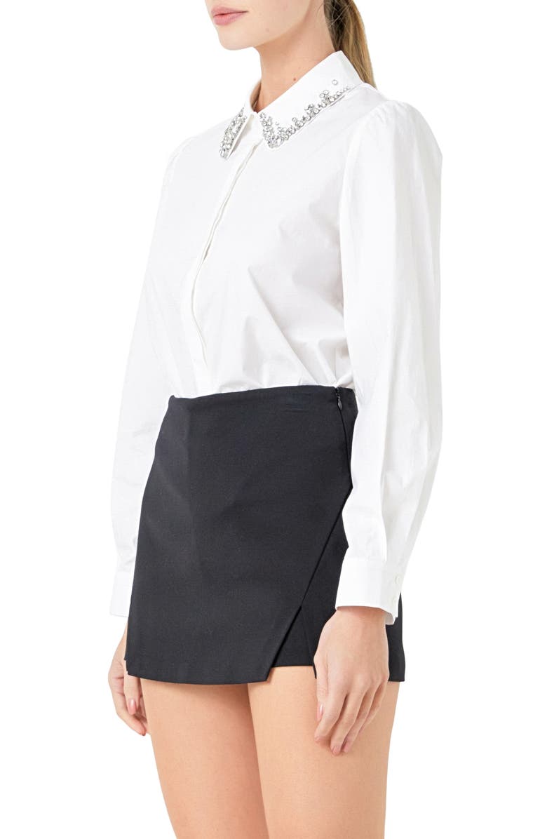 Endless Rose Rhinestone Embellished Button-Up Shirt, Alternate, color, 