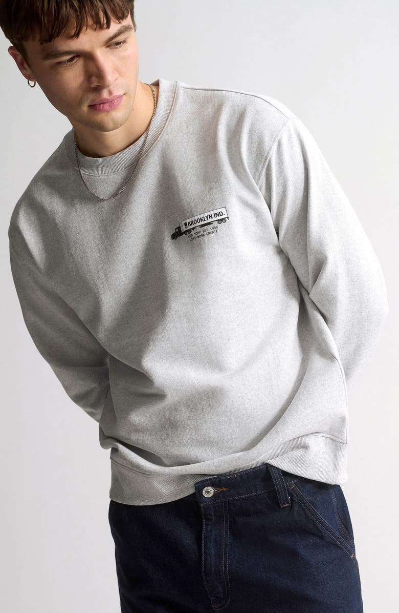Brooklyn Industries Logo Crewneck Sweatshirt, Alternate, color, Light Grey Melange