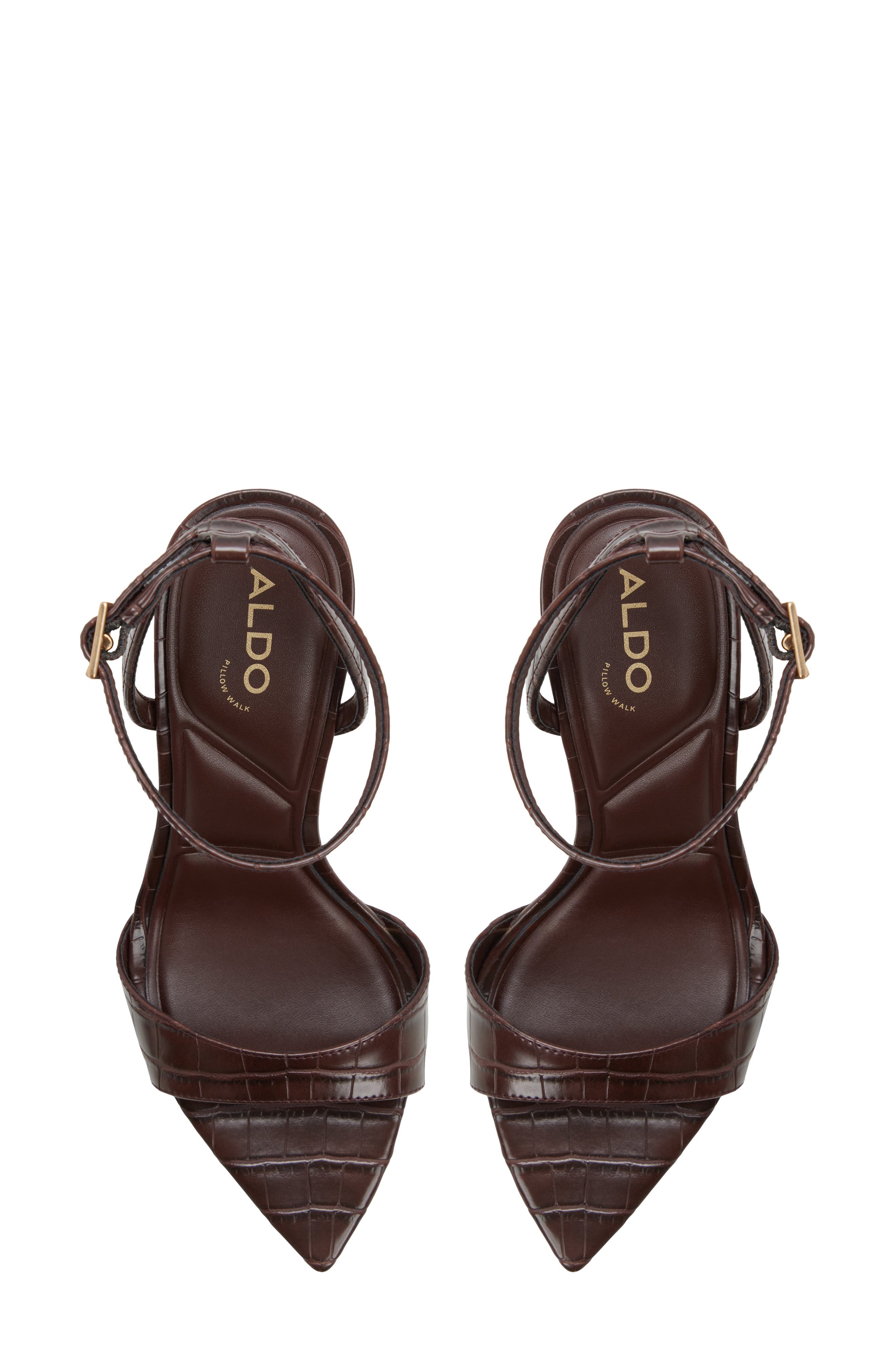 Leandra Ankle Strap Pointed Toe Sandal, Alternate, color, DARK BROWN