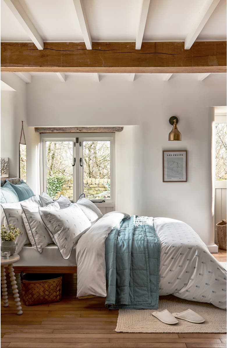 CHRISTY Arley Cottage Style Floral Design Cotton Percale Duvet Set, Alternate, color, Blue