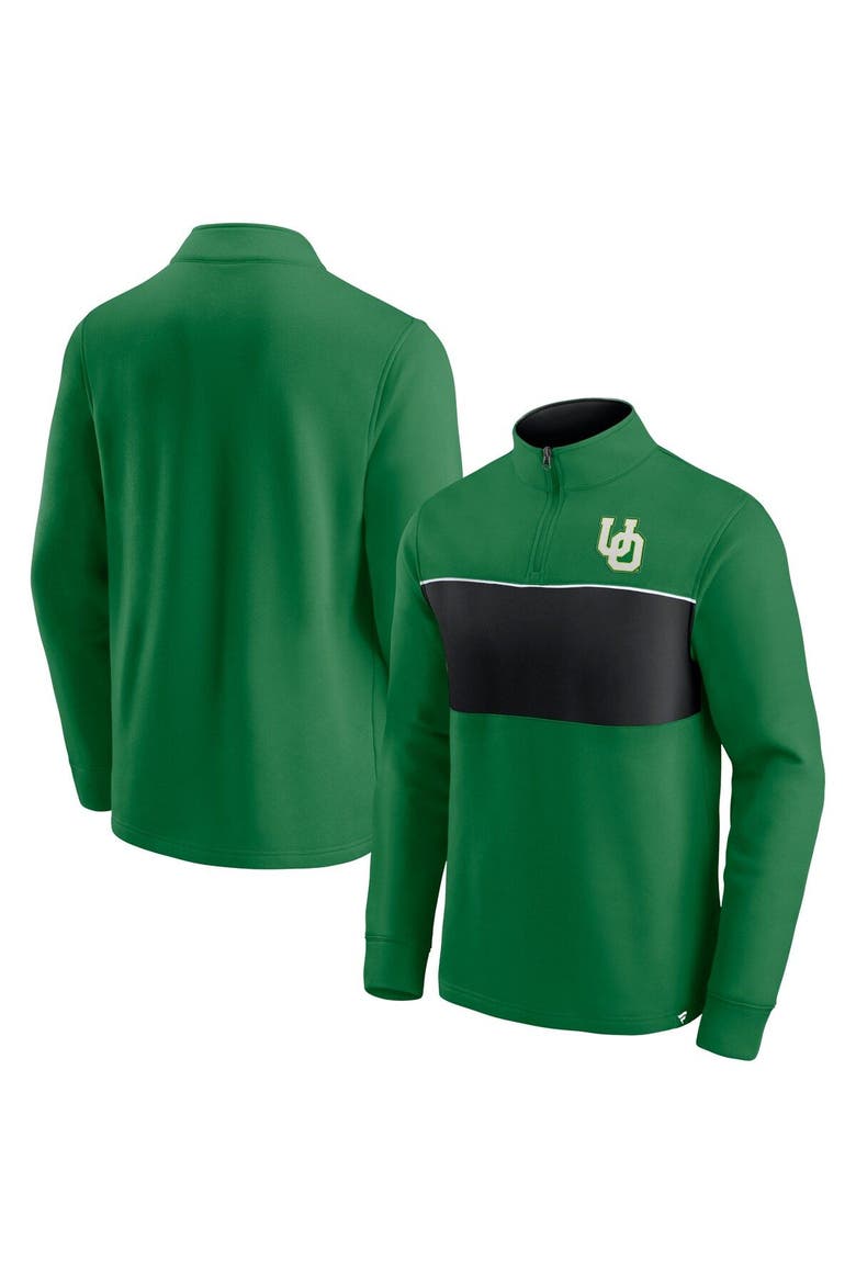 Men's Fanatics Branded Green/Black Oregon Ducks Primary Logo Quarter-Zip Jacket, Main, color, Green