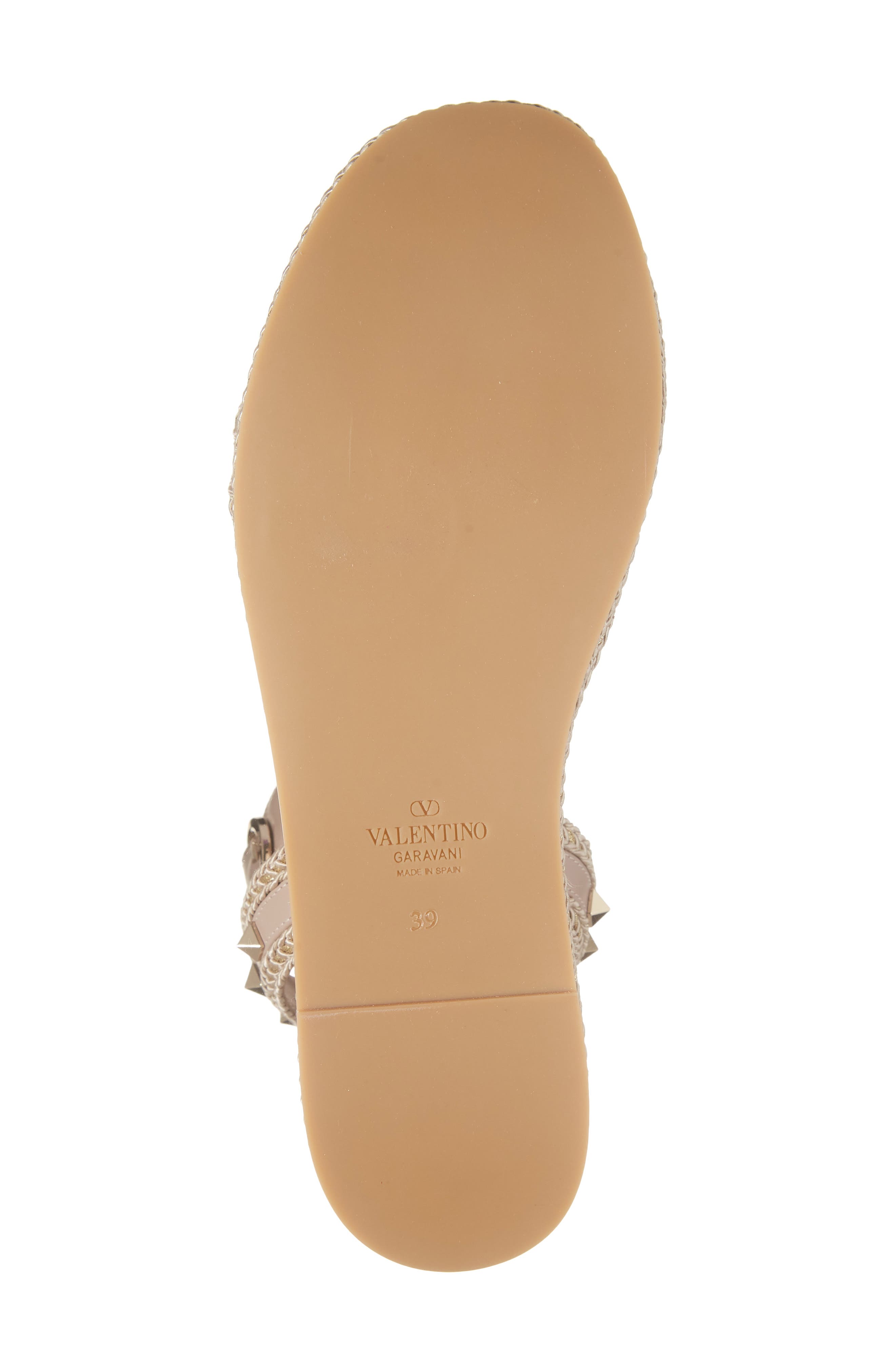 Valentino Garavani Rockstud Torchon Espadrille Wedge Sandal, Alternate, color, 