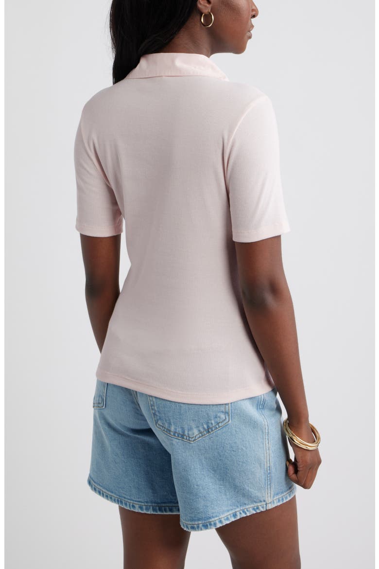 Woven Placket Knit Polo, Alternate, color, PINK ROSEWATER