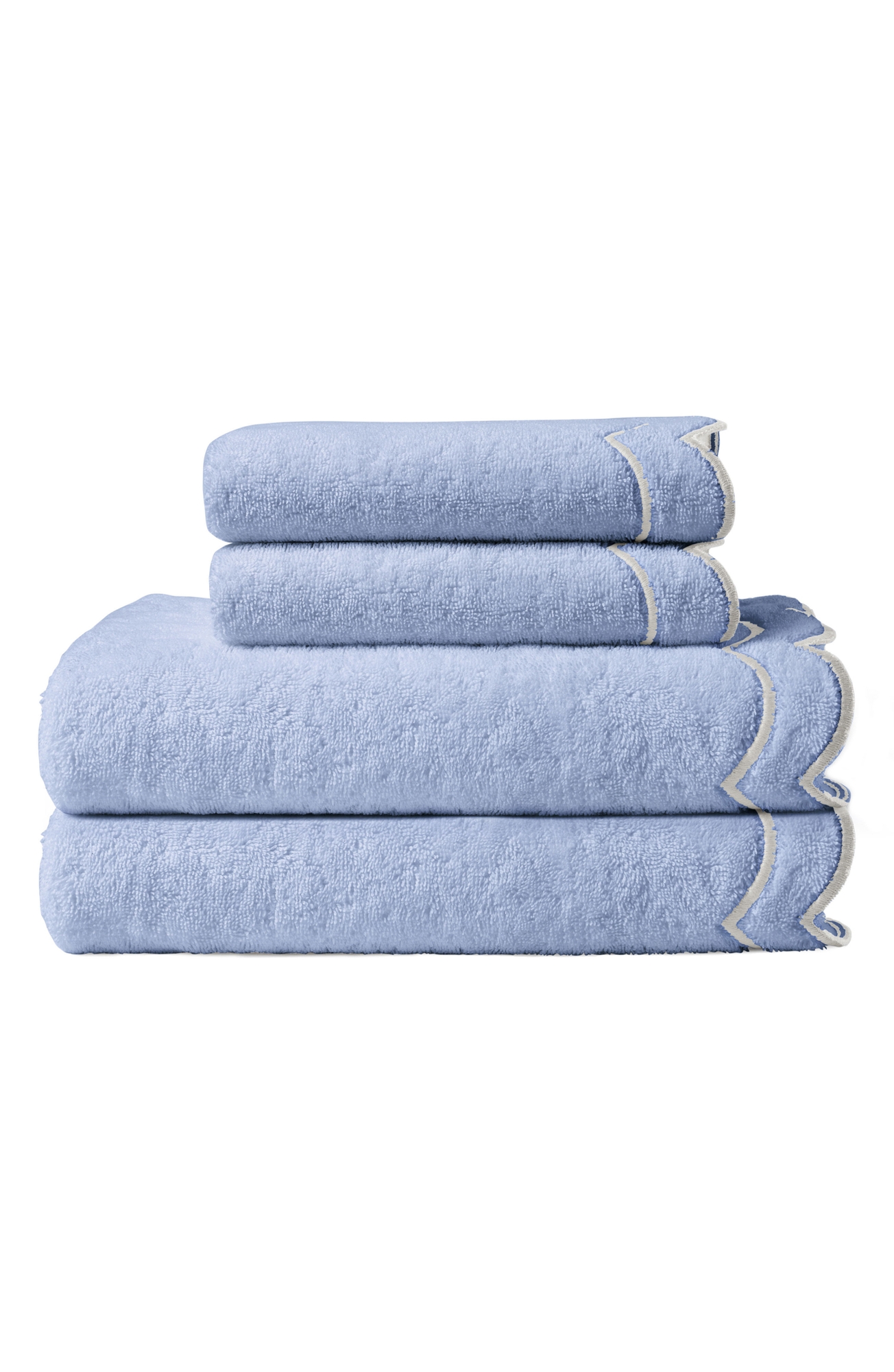 Peri Home Scallop 4-Piece Towel Set - Blue Ground, 4 Piece Set