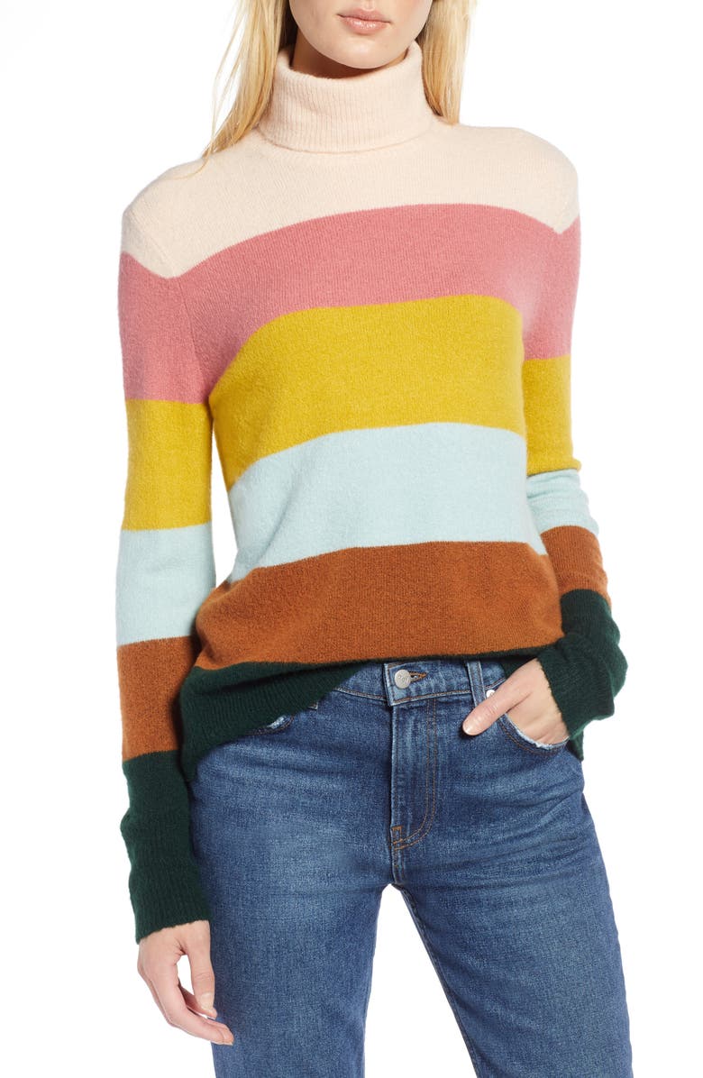 Halogen<sup>®</sup> x Atlantic-Pacific Stripe Turtleneck Sweater, Main, color,
