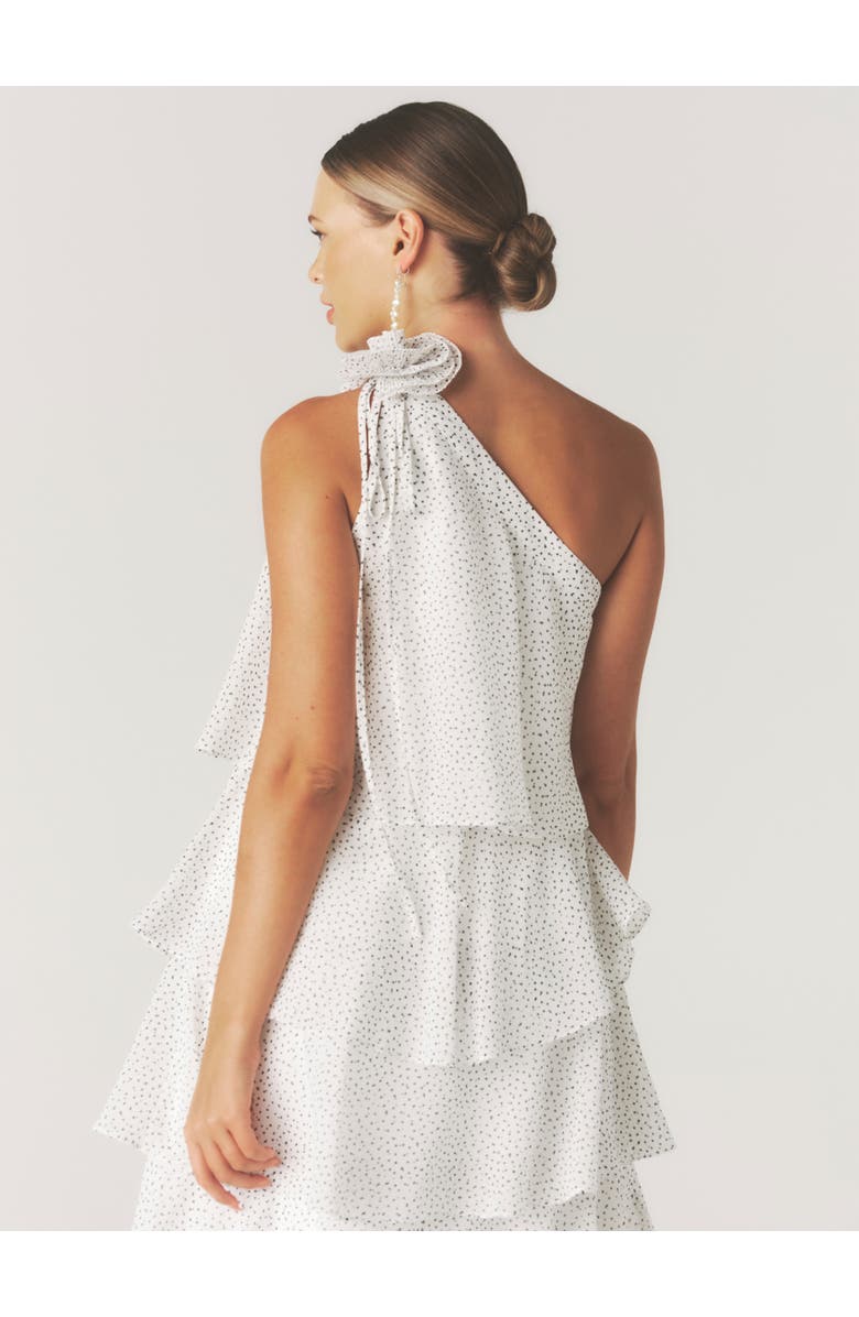 Six Stories Amora Corsage Detail Tiered Midaxi Dress, Alternate, color, White