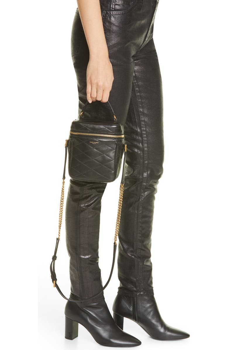 Saint Laurent Vanity Case Quilted Leather Top Handle Bag, Alternate, color,