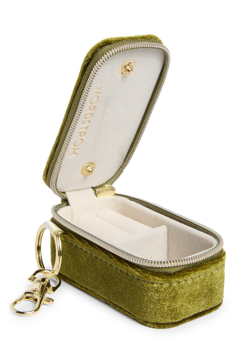 Nordstrom Mini Travel Jewelry Case Key Chain, Alternate, color, Dusty Green Velvet