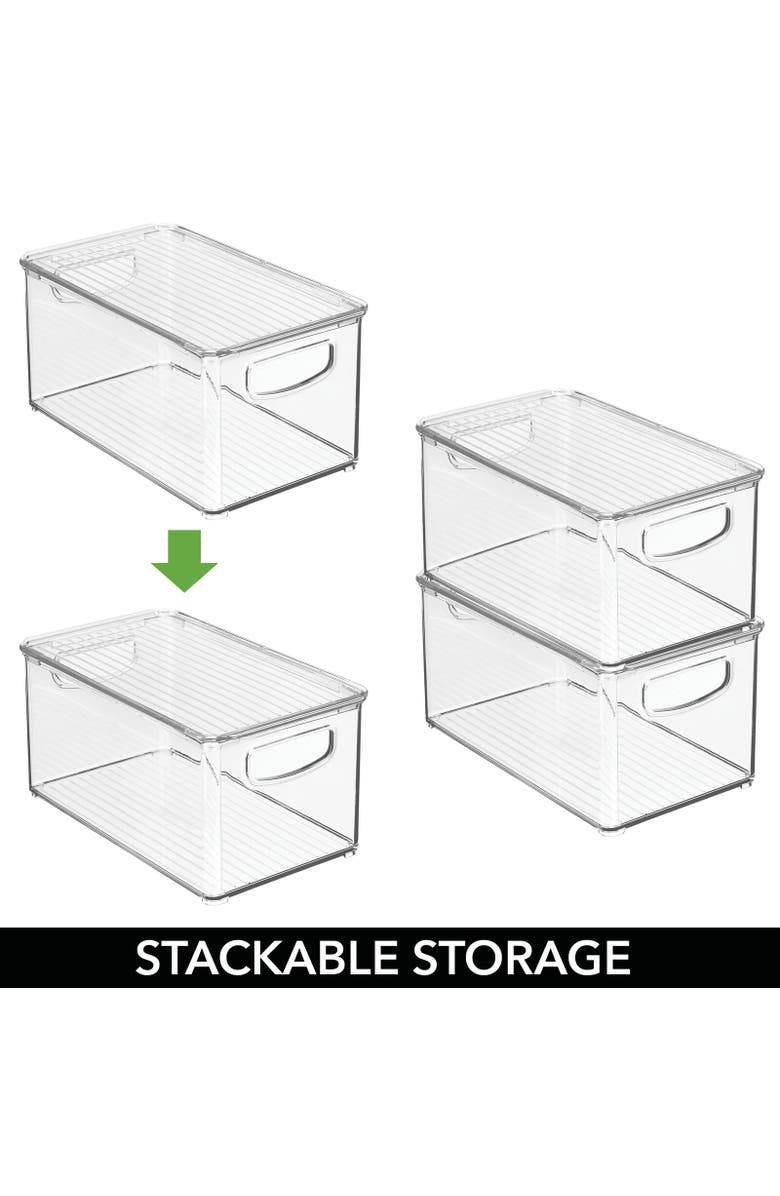 mDesign Deep Plastic Bathroom Storage Box, Lid/Built-In Handles, 8 Pack, Clear, Alternate, color, Clear