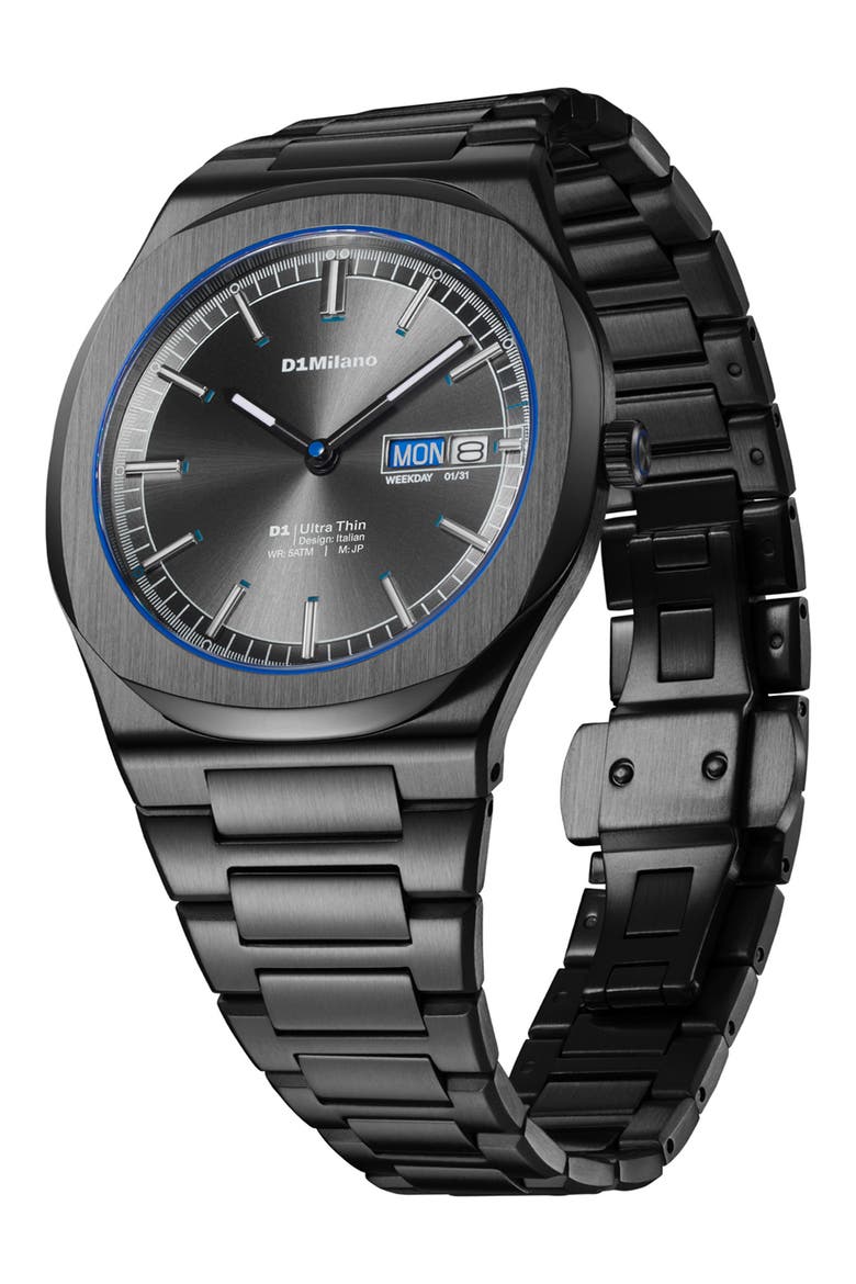 Dark Illusion Ultra Thin Bracelet Watch, 39mm, Alternate, color, GUN METAL