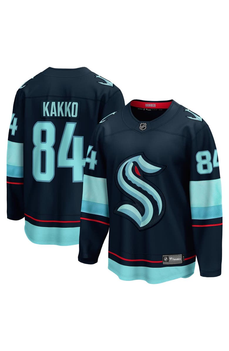 FANATICS Men's Fanatics Kaapo Kakko Deep Sea Blue Seattle Kraken Home Breakaway Player Jersey, Main, color, 