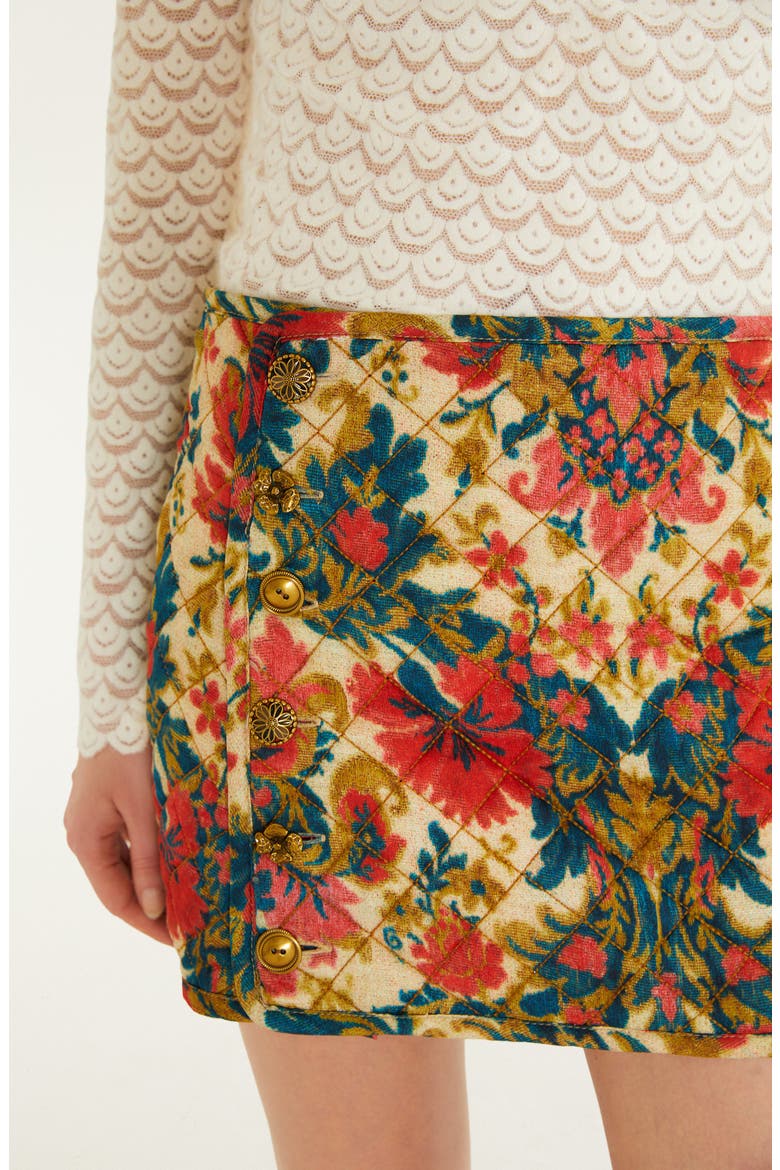 Floral Jacquard Miniskirt, Alternate, color, LIGHT BEIGE