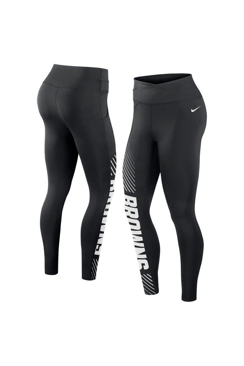 Women's Nike Black Cleveland Browns Yard Line Crossover Leggings, Main, color, Black