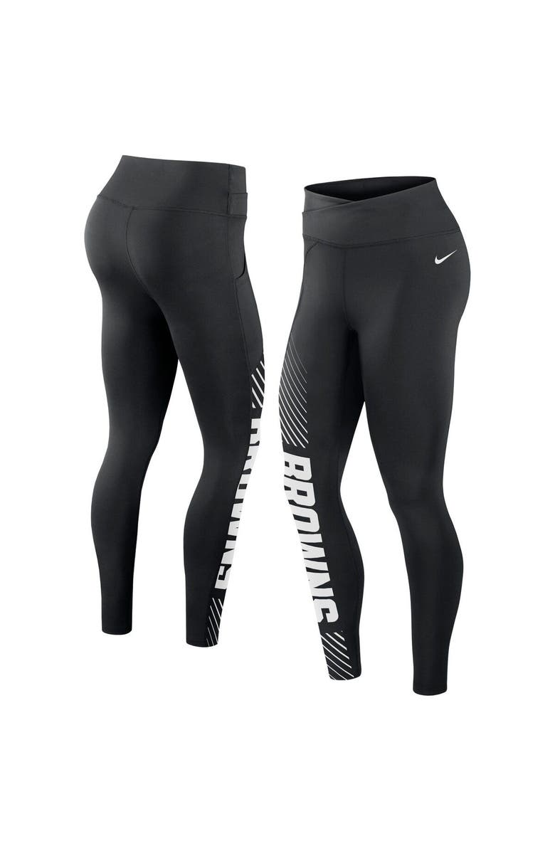 Nike Women's Nike Black Cleveland Browns Yard Line Crossover Leggings, Main, color, Black