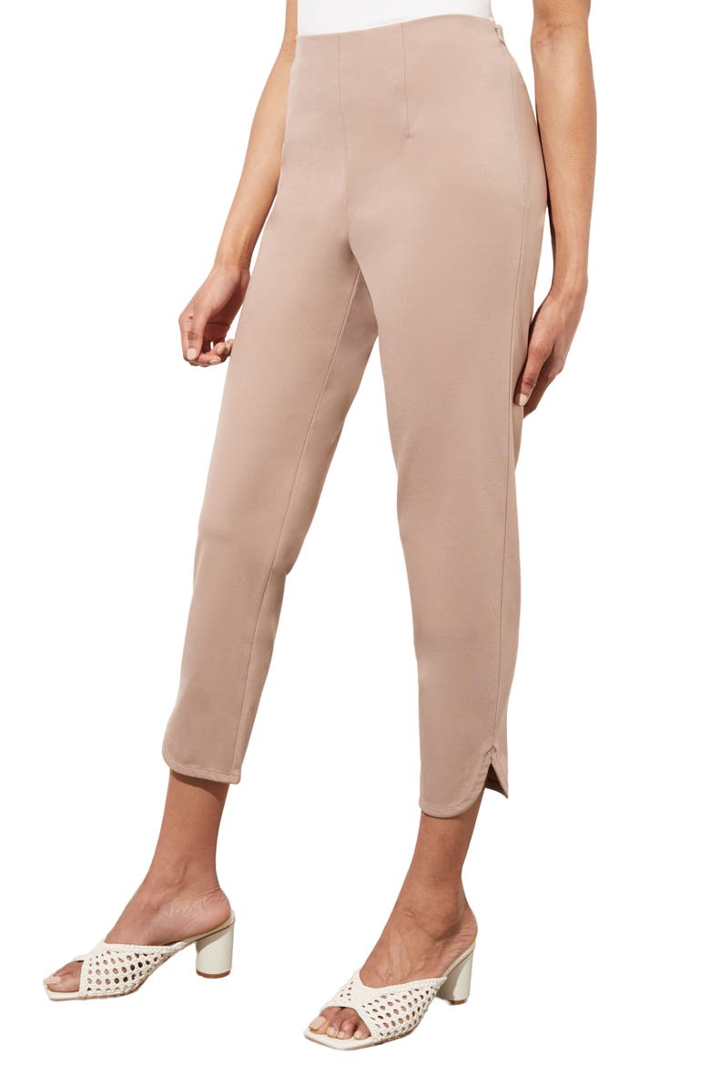 Slim Fit Ponte Crop Pants, Alternate, color, JAVA