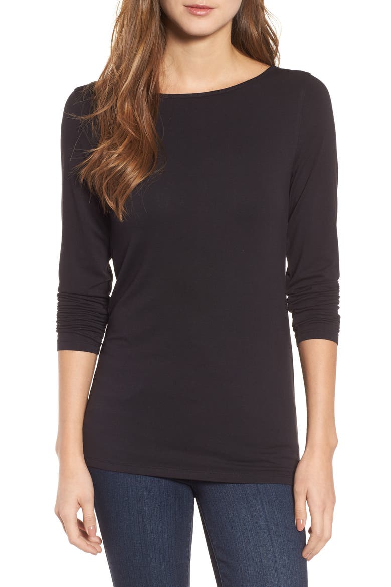 Reversible V-Neck Tee, Main, color, BLACK