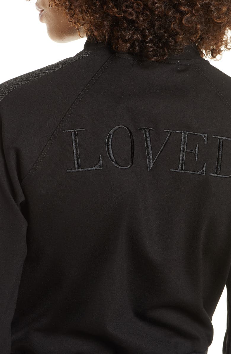 Spiritual Gangster Loved Embroidered Track Jacket, Alternate, color, 