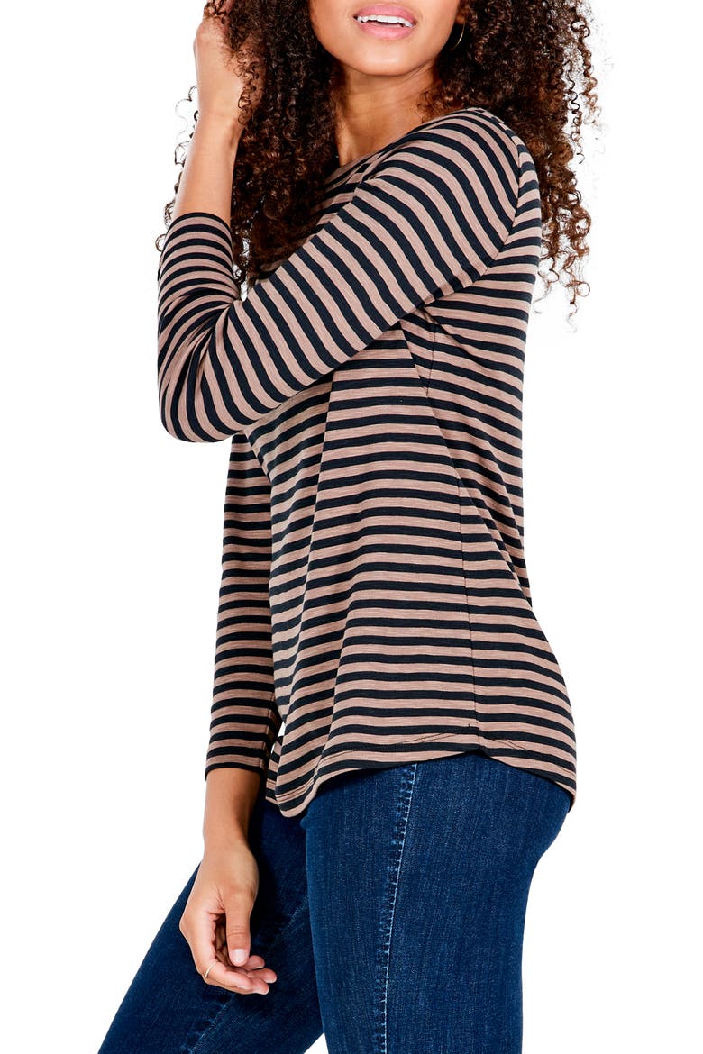 Stripe Cotton & Modal T-Shirt, Alternate, color, BROWN MULTI