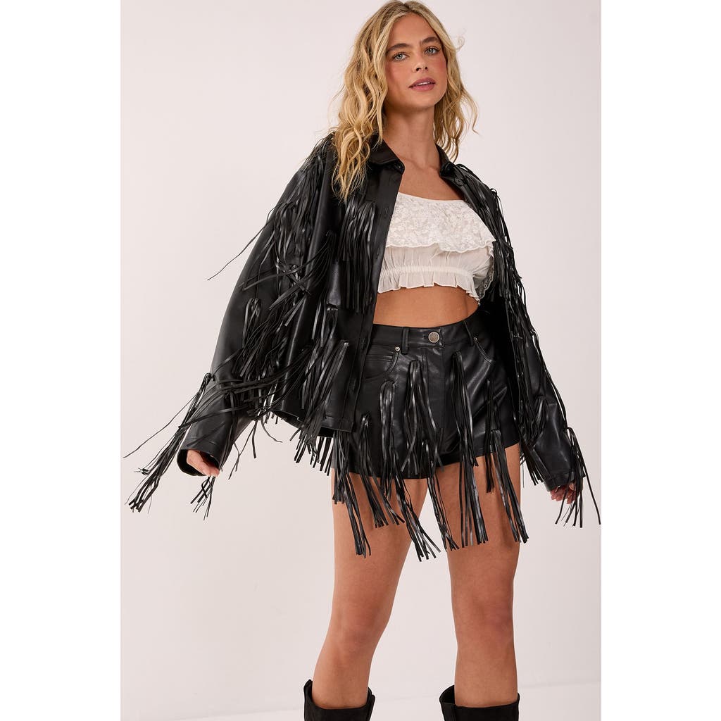 Nasty Gal Faux Leather Tassel Jacket In Black