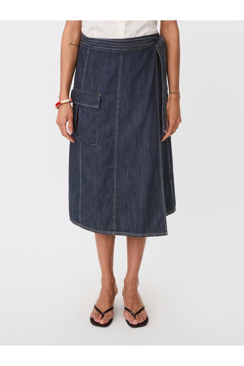 MaSanchiana Mid-Rise Wrap Skirt, Main, color, Dark Denim