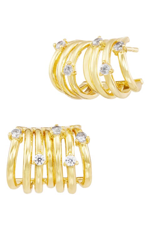 Cubic Zirconia Multi Ring Hoop Earrings