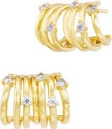 SAVVY CIE JEWELS Cubic Zirconia Multi Ring Hoop Earrings