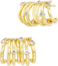 SAVVY CIE JEWELS Cubic Zirconia Multi Ring Hoop Earrings