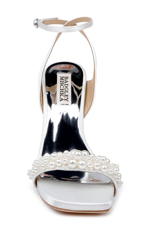 Badgley Mischka Collection Calida Ankle Strap Satin Sandal In White