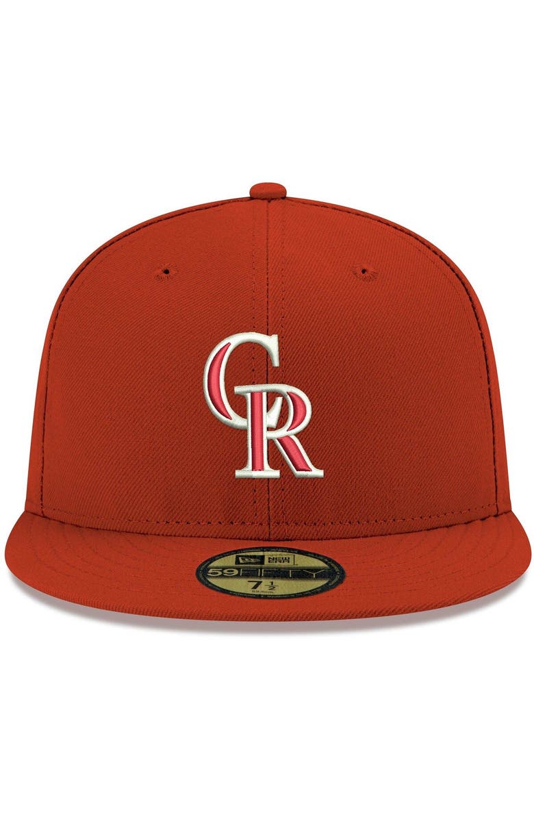 New Era Men's New Era Red Colorado Rockies White Logo 59FIFTY Fitted Hat, Alternate, color, Red