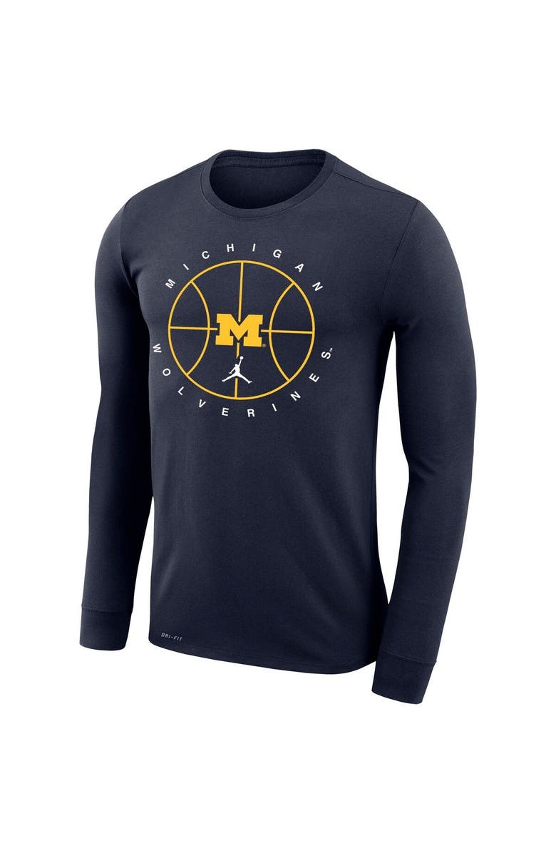 Jordan Brand Men's Jordan Brand Navy Michigan Wolverines Basketball Icon Legend Performance Long Sleeve T-Shirt, Alternate, color, 