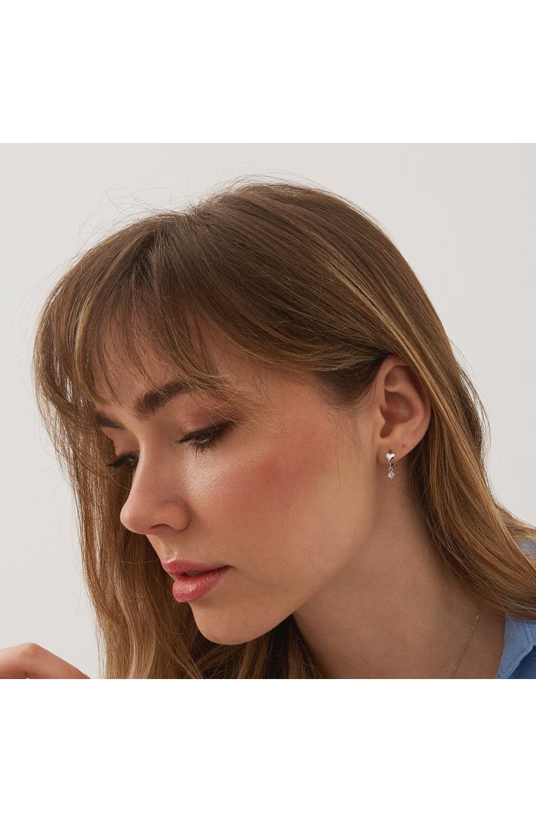 Spero London Heart Huggie Hoop Drop Earrings, Alternate, color, Silver