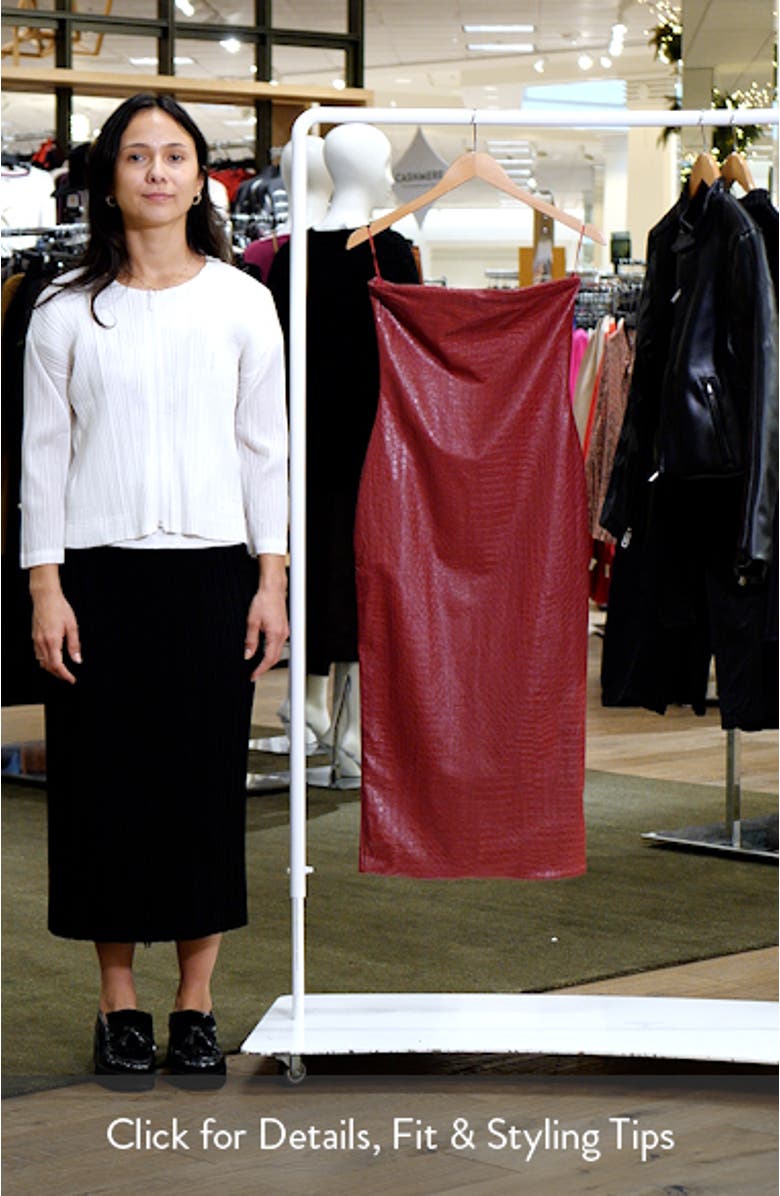 Croc Embossed Faux Leather Strapless Dress, sales video thumbnail