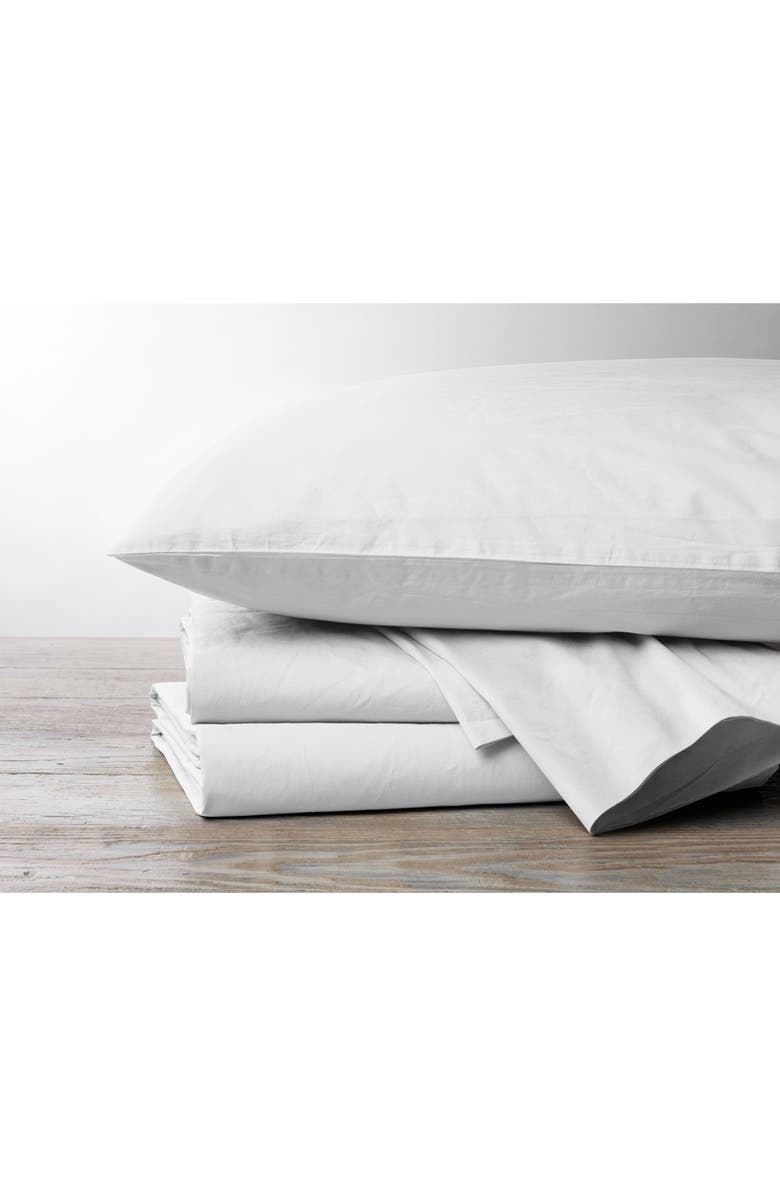 Coyuchi Crinkled Organic Cotton Percale Sheet Set, Main, color, Alpine White