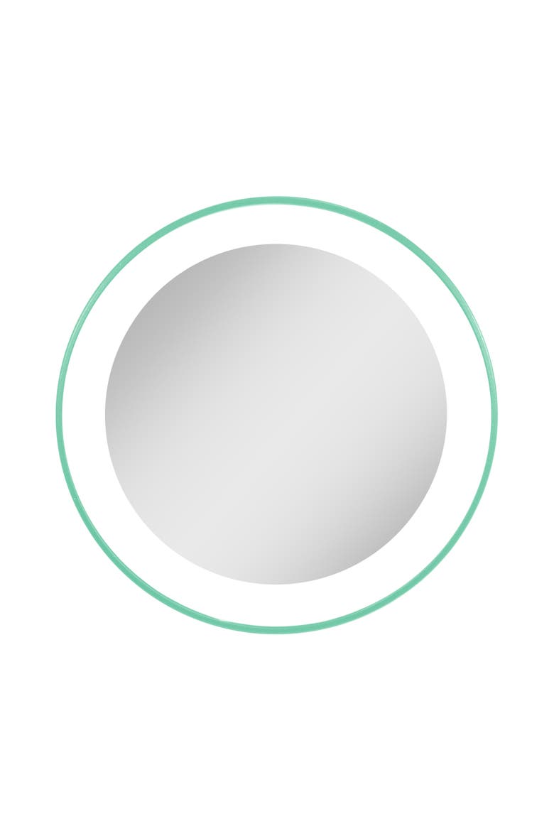 Lighted Compact Mirror with 10X Magnification & Suction Cup, Main, color, Seafoam Green