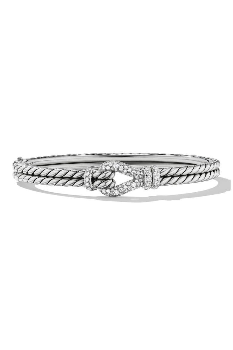 Thoroughbred Loop Bracelet with Pavé Diamonds, 5.5mm, Main, color, STERLING SILVER