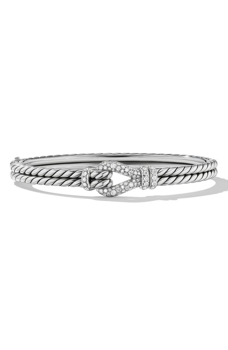 David Yurman Thoroughbred Loop Bracelet with Pavé Diamonds, 5.5mm, Main, color, 