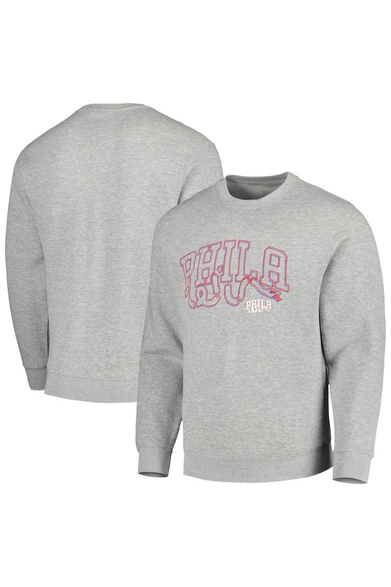 Unisex Stadium Essentials  Heather Gray Philadelphia 76ers Element Logo Pop Pullover Sweatshirt, Main, color, Heather Gray