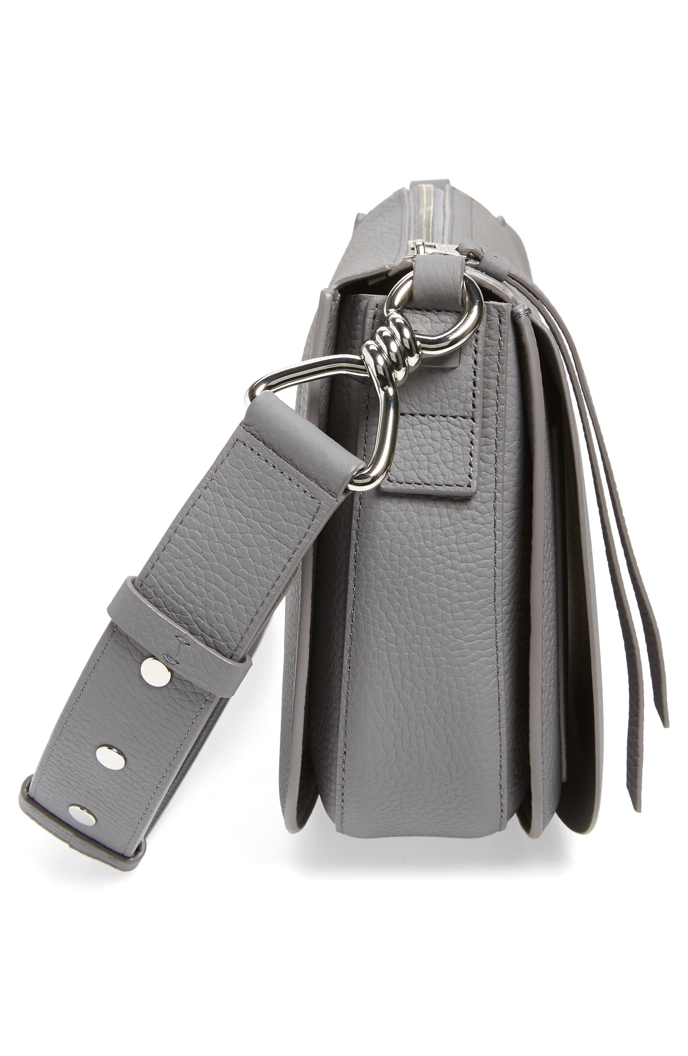 Captain Round Leather Crossbody Bag, Alternate, color, MIST GREY